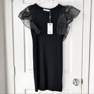 ❌SOLD VIA FB❌ NWT Mesh Ruffle Short Sleeve Bodycon Dress